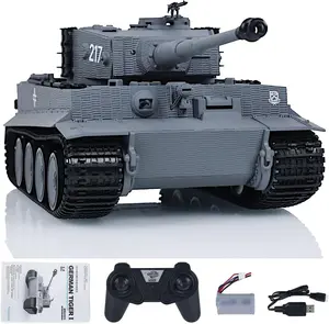 Taigen German Tiger I Heavy Tank 1/24 Scale IR Combat Panzer RTR 2.4Ghz RC Armored Vehicle 3841-11-M Standard Paintless Middle Version Sound Light Recoil WWII Military Model Gray
