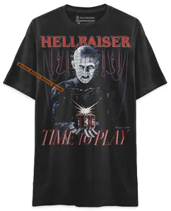 BLACK RABBIT Hellraiser Pinhead Time To Play Horror Unisex Classic T-Shirt with Jumbo Oversized Print