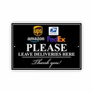 Please Leave Deliveries Here Classy 8"x 12" Aluminum Composite Outdoor Sign With Popular Delivery Logos.Office Gift Decorative Plaque Print Tin Lightweight Farmhouse Door Sign,Perfect gift for Mother’s Day
