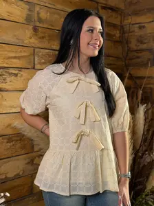 Ivory 3-Bow Blouse