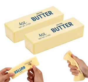 Cheese butter squishy toys, 1pc Realistic PU Butter Squeeze Toy, Slow Rising Stress Relief Fidget, Kawaii Gift for Kids & Adults Office Decor
