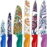 Astercook Paisley 6-Piece Colorful Kitchen Knife Block Set - Includes Bread Knife Blade, Essential Utensils, Portable Travel Gadgets, Ideal for Home Cooks, Christmas, Wedding, Birthday Gifts, Camping Use