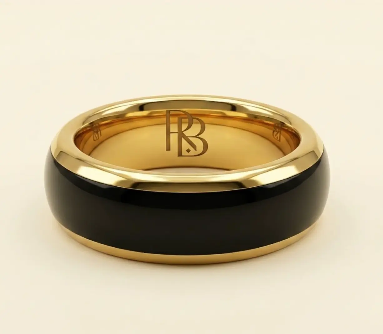 Classic Tungsten: Black & Gold Men's Wedding Band