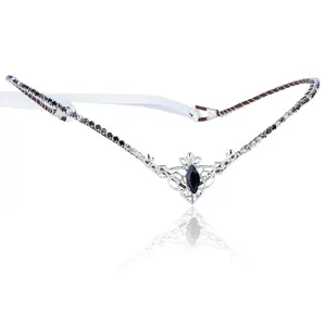 Black Rhinestone Tiara  Headpiece Fairy  Crown Quartz Elven Circlet for Women Girls Princess Renaissance Halloween Wedding Prom Carnival Party Black