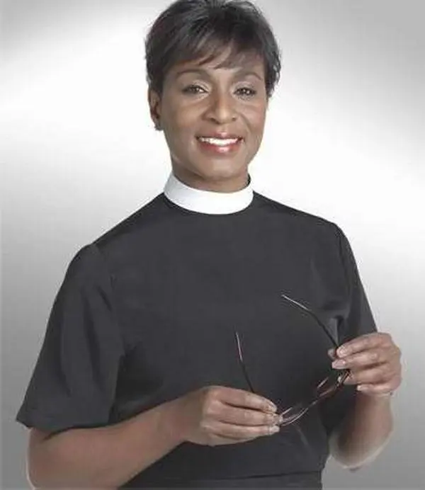 212 MAIN Pet Clergy Uniform Blouse - Short Sleeves, Banded Collar, Shell Buttons, Straight Hem, Full Length, Polyester, Unlined, Classic Simple Plain, Tailored Cut, Machine Washable, Size 24, Black Dog & Cat Animal Suit Costumes