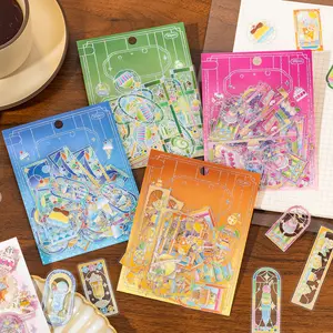 30 Sheets/bag Pet Material Stickers, Tea Time Series Drink Theme Decorative Stickers for Journals & Water Bottles