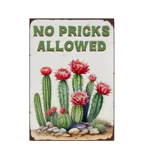 Funny Cactus Tin Sign - Vintage Succulent Wall Decor for Home, Kitchen, Garden or Greenhouse, Retro Metal Plaque for Plant Lovers, 8x12 Inch Aluminium Decoration, Lightweight & Waterproof, Perfect Gift