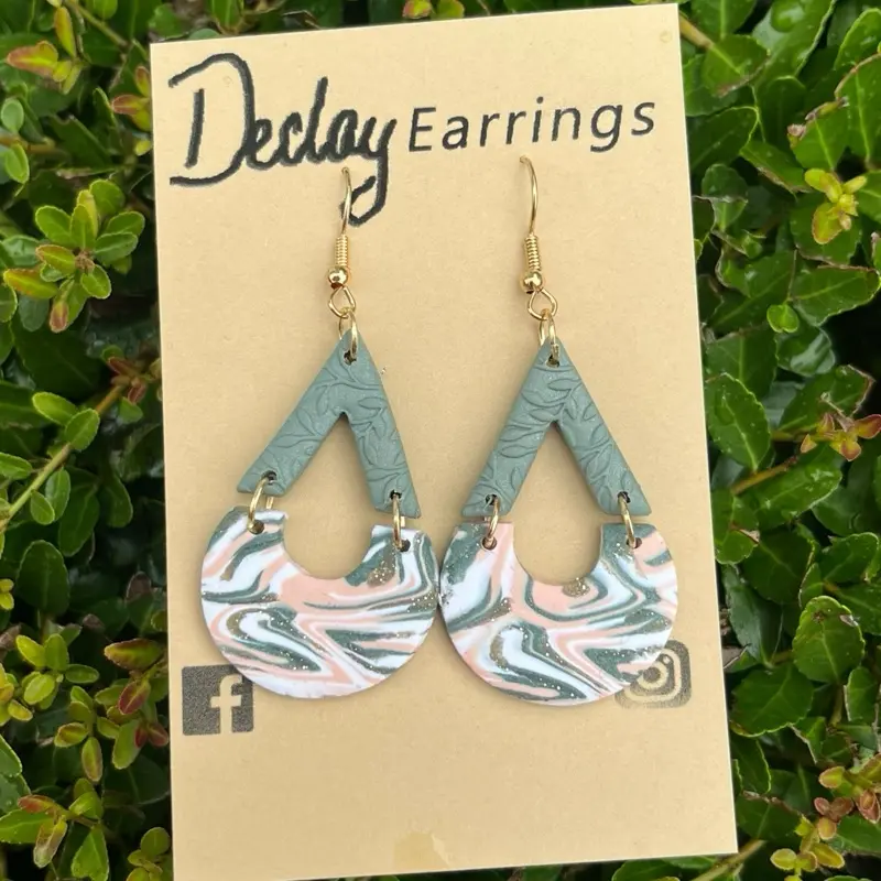 Marbled Statement Earrings - Super Lightweight Earrings, Unique Polymer Clay Design, Waterproof & Durable, Perfect Gift