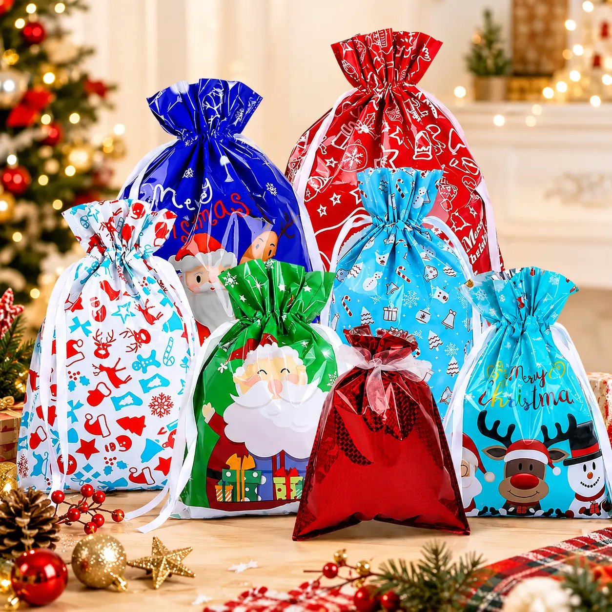 Kringle Express 55-Piece Festive Holiday Gift Bags & Tags Set