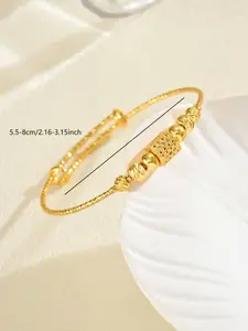 Vintage Geometric Rhinestone Bracelet for Women, Daily Commute Luxury Accessory, Retro Floral Carved Design, Boho Style Bracelet, Rhinestone Bangle