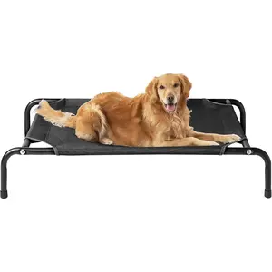 Elevated Dog Cot Beds for Large Dogs, Raised Outdoor Dog Hammock, Lifted Pet Platform with Frame and Washable Waterproof Cooling Teslin Mesh and Anti-Slip Feet, 43x26 inch home outdoor