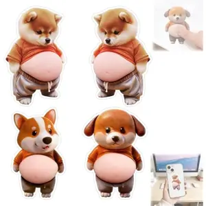 4Pcs 3D Dog & Cat Belly Mochi Squishy Stickers, Stress Relief Fidget, Cute Squeeze Toys for Kids Party Favors, Classroom Gifts, School Rewards, Fun Gift for Adults & Kids, Silicone Puffy Car Door & Wall Buffers, Valentine's Day & Easter.