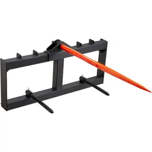 VEVOR 49 Hay Spear, Bale Spears 1600lbs Loading Capacity, Three-Point Hitch Tractor Attachment with 2pcs 17.5 Stabilizer Spears, Quick Attach Spike Forks
