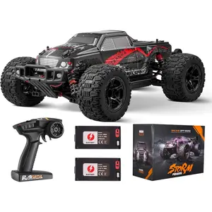 VEVOR 1:10 Large RC Car Remote Control Truck with Lights, All Terrain 4WD Off-Road Monster Truck 38 km/h High Speed with 45 °   Wheelie and 2 Batteries, Hobby Racing Car - Xmas Gift for Adults Boys IPX4