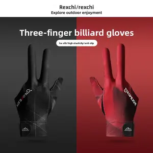Billiards gloves, snooker non-slip pressurized three-finger gloves, left and right two fingers exposed, breathable high elastic billiard sports gloves