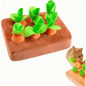 Interactive Rabbit Enrichment Toys, Hide and Seek Squeaky with Plush Carrot for Boredom & Stimulating, Bunny Puzzle for Puppies, Guinea Pigs Kitten, Kitty, Chinchilla (Small)