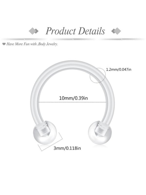 48pcs Clear Nose Ring Bioflex Stud Retainer, Nose Piercing Body Jewelry for Men & Women, Durable Comfortable Design