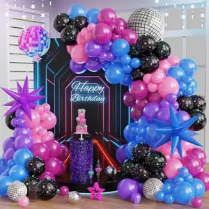 159 PCS Neon Balloon Arch Kit Pink Purple Blue Glow Theme Party Decor with Star Balloons Set