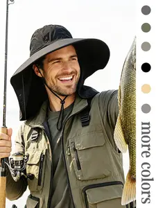 1PC men's and women's universal wide-brimmed headgear with a sunshade, a mesh-ventilated, lightweight and adjustable sun hat, suitable for hiking, fishing, camping and traveling in spring and summer, and suitable as a gift