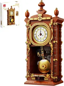 flash cards Show  TYCOLE Vintage Pendulum Clock Building Block Set, Educational Flash Cards Toy, Stem Toy with Real Clock Function & Linkable Mechanical Pendulum, Home Decoration & Collectible