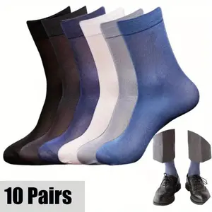 Men's 10/20 Pairs Summer Thin Bamboo Fiber Striped Athletic Tube Socks - 1-Size, Breathable, Antibacterial for Business & Esports