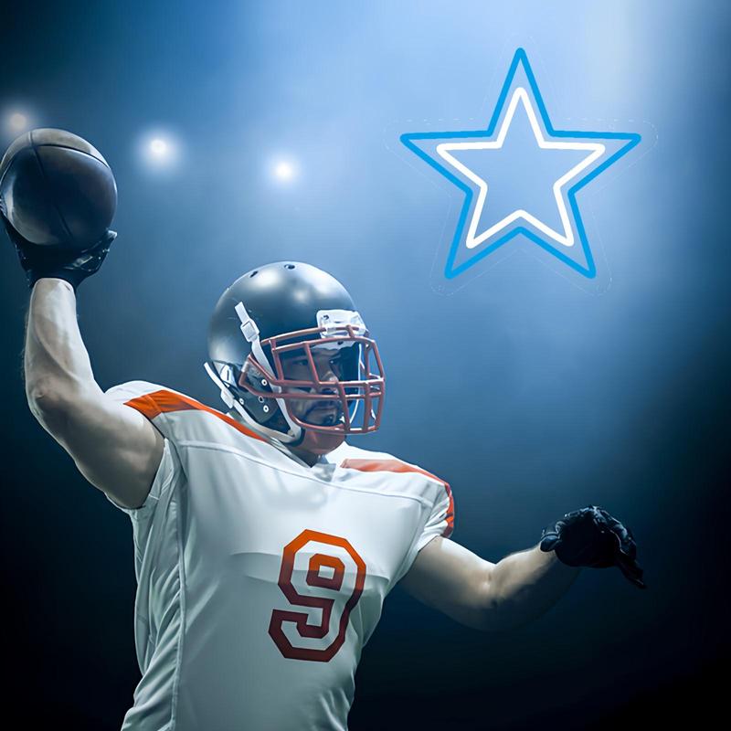 Cowboys  Neon Sign Football Neon Sign for Room Decor Sports Neon Light LED Sign for Sports Fans Gifts USB Powered Neon Wall Sign Dimmable for Man Cave Sports Studio Wall Art 12.6”*13.2”