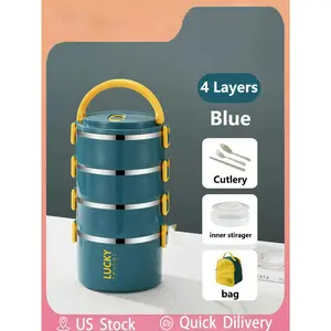1 Set Stainless Steel Bento Lunch Box - Leakproof, Insulated, Stackable - Ideal For Camping, Picnic, Office And School