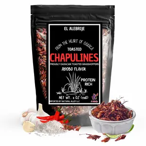 Alebrixes | Chapulines From Oaxaca 4oz (114g) Enchilados | Premium Toasted Adobo Edible Grasshoppers  - Always Fresh & Delicious Mexican Snack | Imported from Mexico