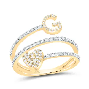 3/8Ctw-Nat Dia Nk Gift Initial "G" Heart Ladies Ring (2.5 grams)