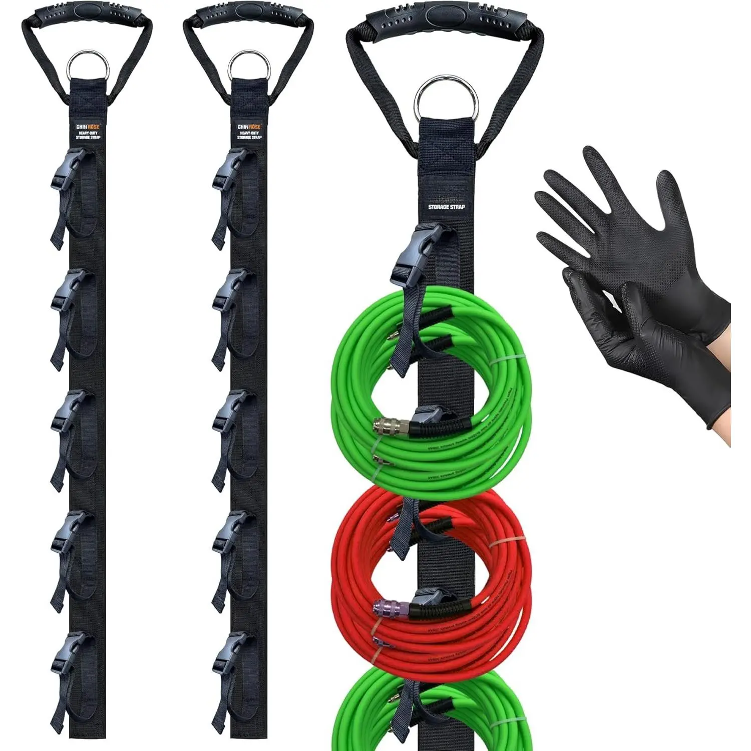 Extension Cord Organizer, 2 count Extension Cord Hanger with 5 Slots, Extension Cord Holder, Garage Garden Storage Straps for , Hose, Rope, Tool