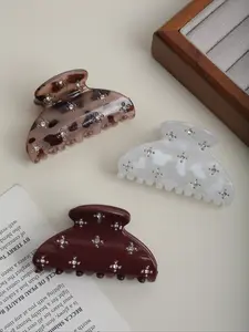 Elegant Vintage Leopard Print Rhinestone Oval Hair Clips, High-Quality Back of Head Hair Accessories, Suitable for Daily and Casual Parties, Hair Clip Set