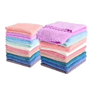 20 Pack Baby Washcloths Microfiber Coral Fleece Extra Absorbent and Soft for Newborns, Infants and Toddlers