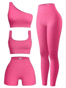 Qfen Sport Women's Seamless Yoga Set, Comfortable Gym Workout, Includes Shorts & Top, Fashionable Activewear, Fitness Outfit for Active Ladies