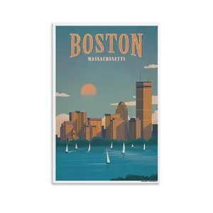Vintage Travel Poster Boston Poster Print Painting Canvas Wall Art Home Decor Posters