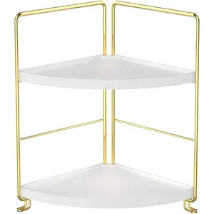 Kitchen Spice Rack Corner Bathroom Shelf Triangle Standing Storage Rack for Bathroom Living Room Bedroom Kitchen Golden