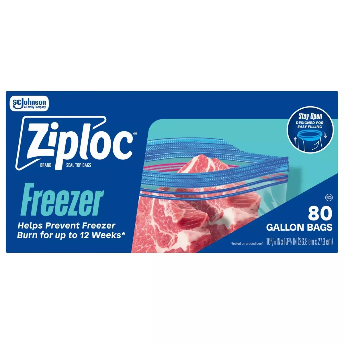Ziploc Gallon Freezer Bags for Food Stoage and Meal Prep - 80ct: Double Seal Lock, BPA-Free