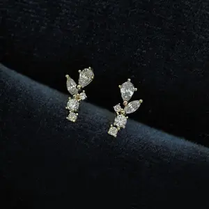 s925 sterling silver Leaves Leaf Stud Earrings,Minimalist Simple Unique Earrings for galentine's party valentine’s day gift,fashion zirconia earrings,anniversary holiday jewelry,gift for women