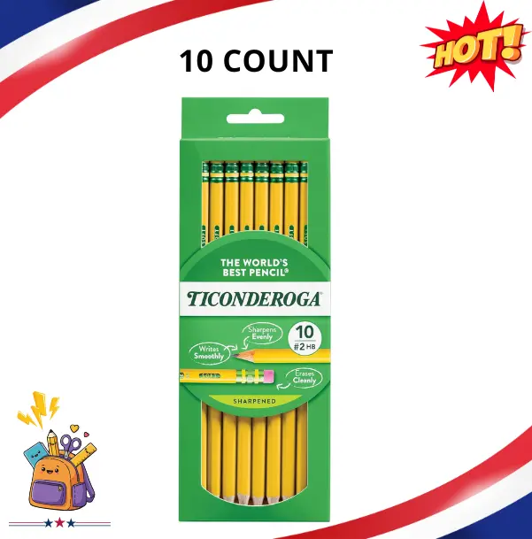 10 Pack No. 2 HB Wooden Pencils, Pre-Sharpened Writing Pencils with Erasers, Back to School Supplies for Students & Classroom