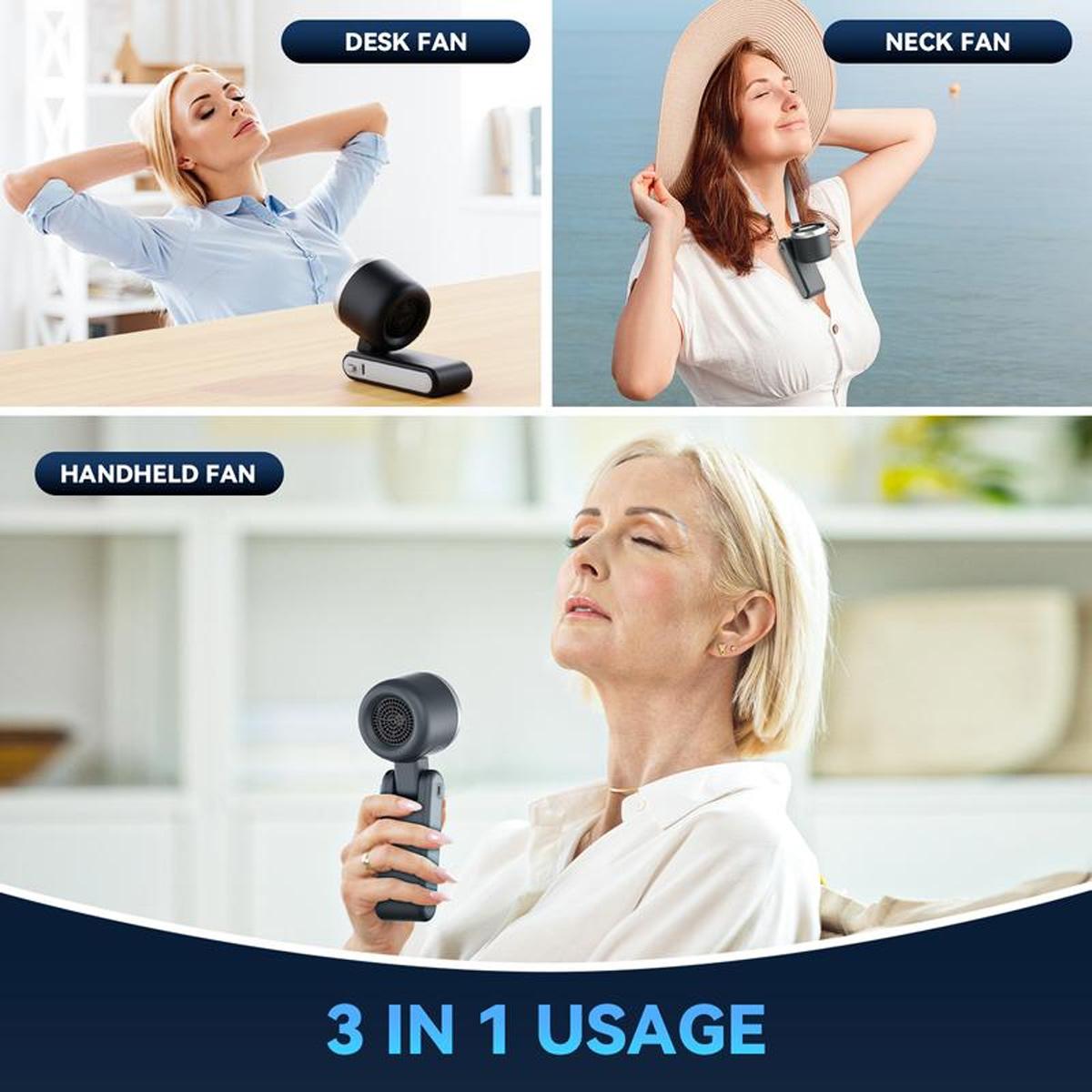 Portable Handheld Turbo Fan, 5 Gear Wind, Up to 10 Working Hours, 3 IN 1 Hand Fan Rechargeable with Air Turbo Tech Cooling Fan for Outdoor Activities, Travel, Working, Summer Gift