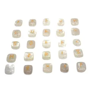 Auras by Osiris - Rune Gemstones Set with Engraved Elder Futhark Alphabet Divination, Crystal Healing Chakra (05: Crystal Quartz Rune Sets)