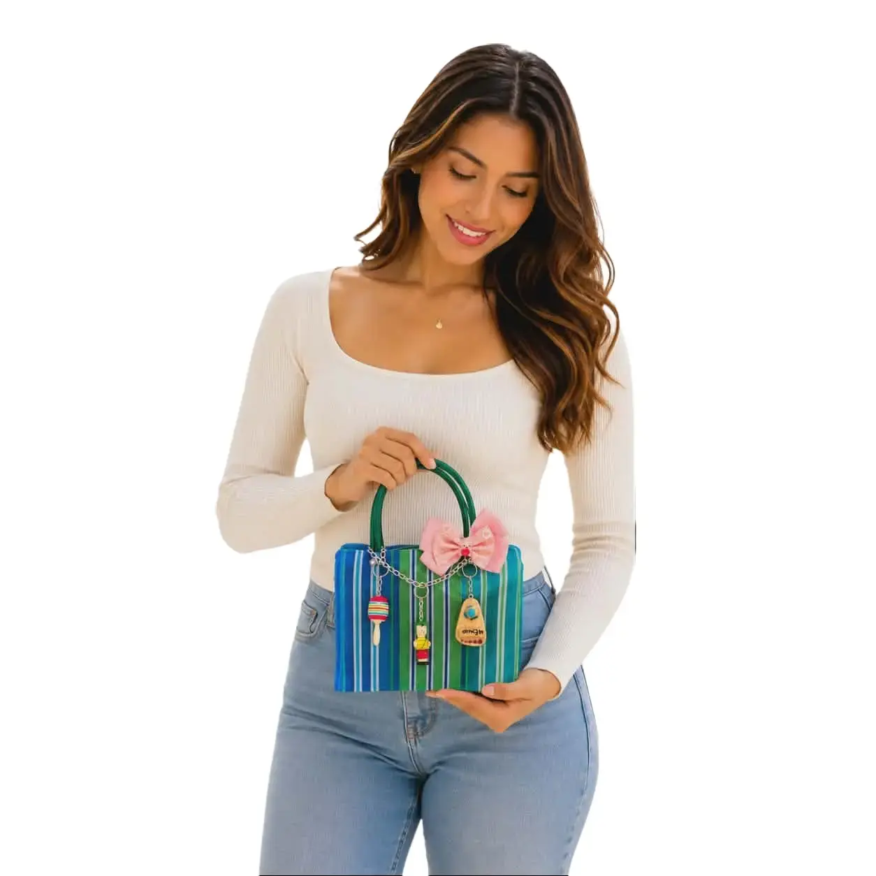 Customized Handbag #10 with Unique Zipper & Adorable Keychains for Fun Moments Perfect for Outings & Daily Use Elevate Your Style with Personalization Options