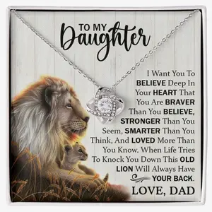 To My Daughter - You Are Braver Than You Believe - Love Knot Necklace 5HD