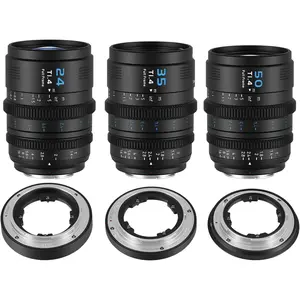 SIRUI VP-1 Vision Prime 1 Series 24/35/50mm T1.4 Full Frame Cine Lens, Manual Focus Cinema Lens with Pre-Installed E Mount, Interchangeable RF/Z/L Mounts, Black/Metal Gray
