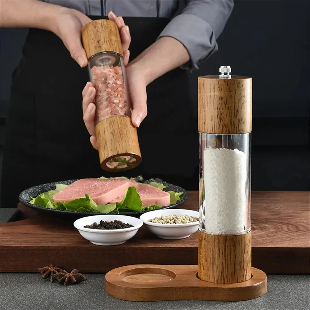 Antique Color Wooden Pepper Mill Manual Salt Spice Grinder