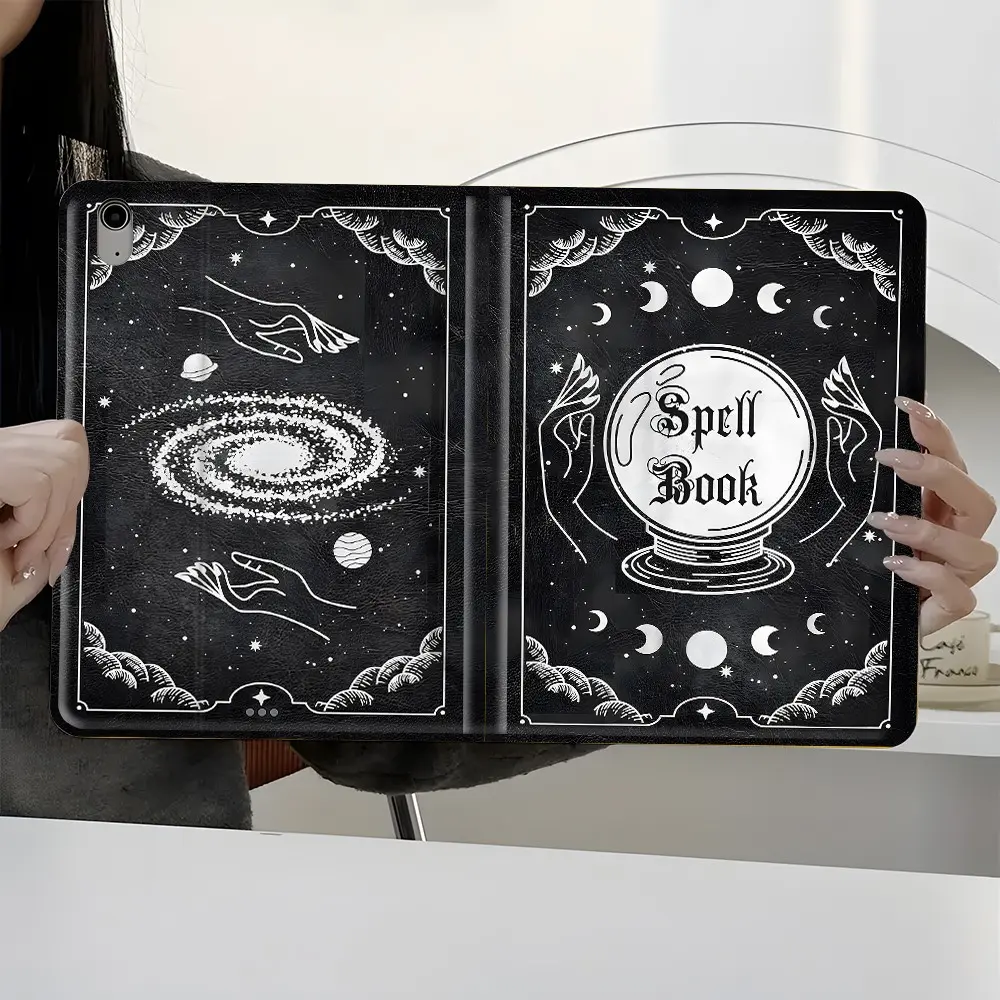 Spell Book & Crystal Ball Tablet Case, Durable Tablet Casing, Ipad Accessories, with Auto Wake/Sleep, Shockproof Full-Body Protection Book-Style Stand Cover with Pencil Slot, Fits 10.2/11 Inch Tablets, Durable Case for Home Office School