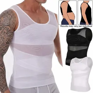 Men's Slim Fit Body Shaping Undershirt for Everyday Wear – with Back Support Design Men’s athletic tank top Soft Breathable