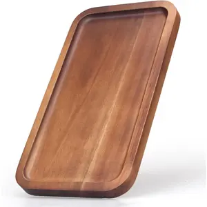 Small Wooden Platters Rectangle Long Charcuterie Boards Acacia Wood Serving Trays Home Decor Cheese Board Cake Appetizer Plates Kitchen Charcuterie Platter for Food Dish Rectangular Dessert Snack Tray Ayiaren