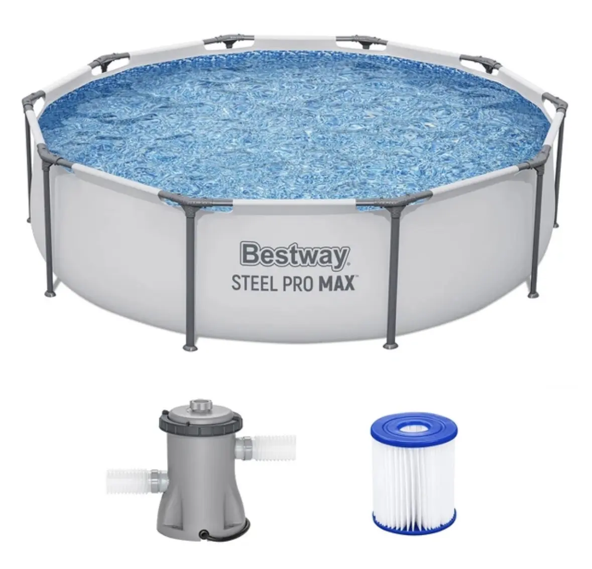 Bestway Steel Pro MAX 10'x30" Round Above Ground Outdoor Swimming Pool with Pump