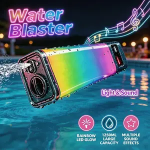 Summer Break Pool Party Water Blaster – 1250ml High Capacity, LED Flowing Light & Realistic Sound, Automatic for Outdoor Fun
