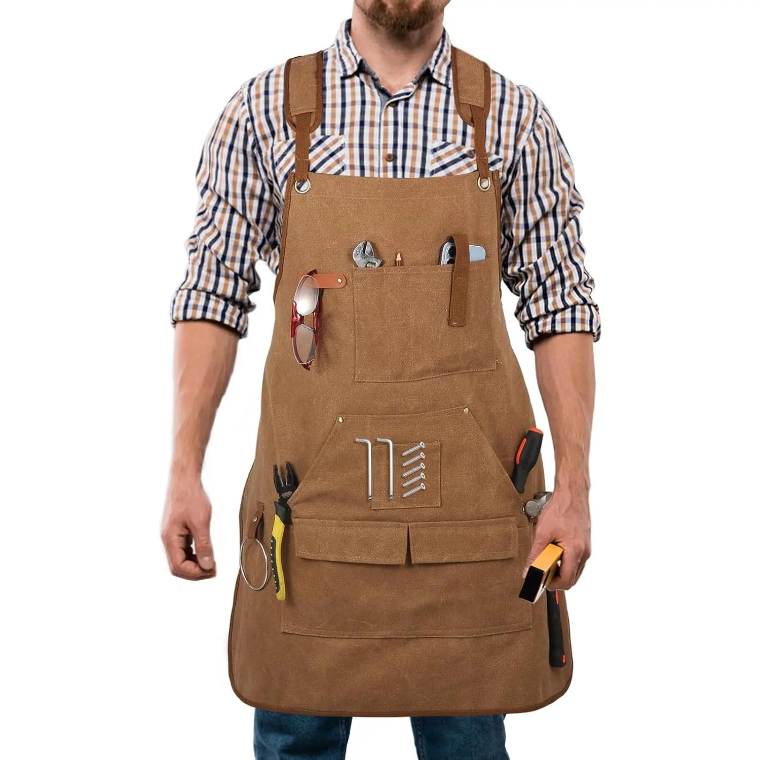 Multi-Functional Men's Tool Apron, Multi-Pocket Canvas Apron, Carpenter, Mechanic, Blacksmith, waiter Work Apron